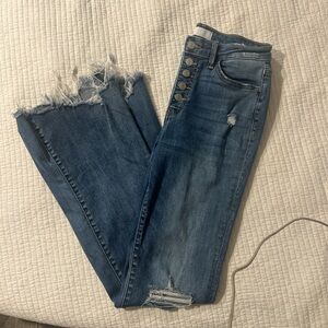Frayed Hem Wide Leg Jeans